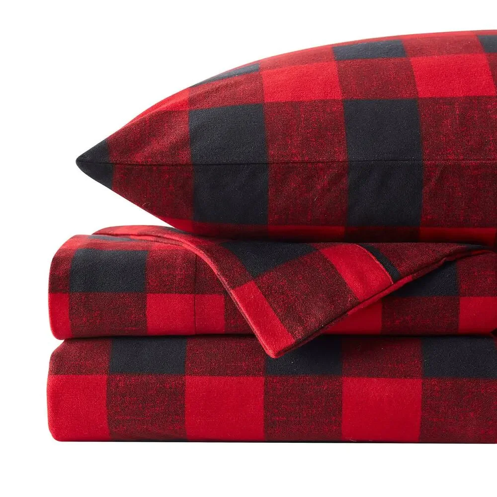 NEW! Sweet Home Collection Classic Buffalo Plaid 4PC Printed Bed Sheet Set Queen